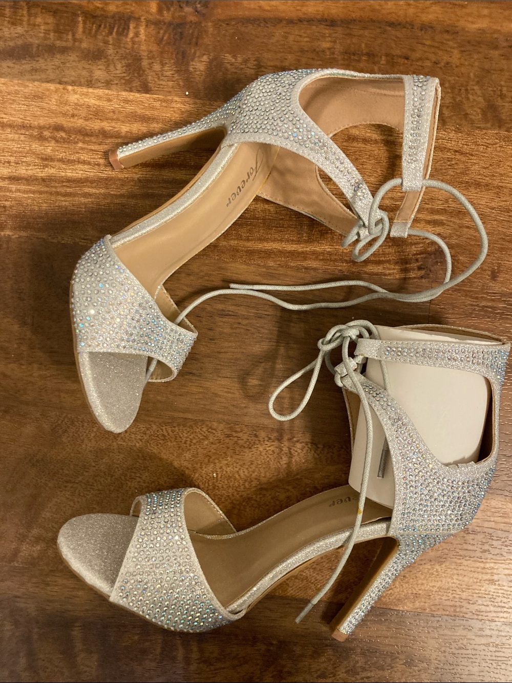 size 6 1/2 silver glitter  heels